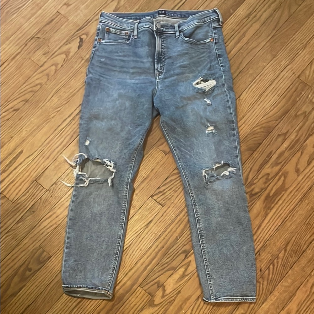 GAP High Rise Distressed Light Blue Jeans